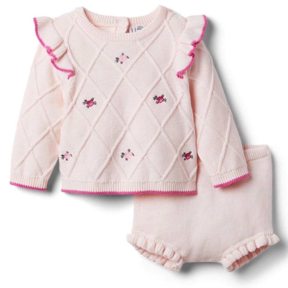 Janie & jack Pink Floral SWEATER MATCHING SET